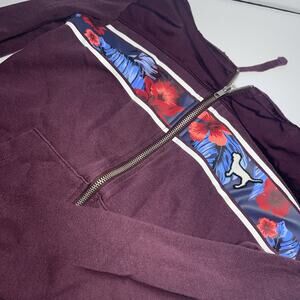 Victoria Secret Pink Athleisure Dog Logo Maroon Zip Up Hoodie Small